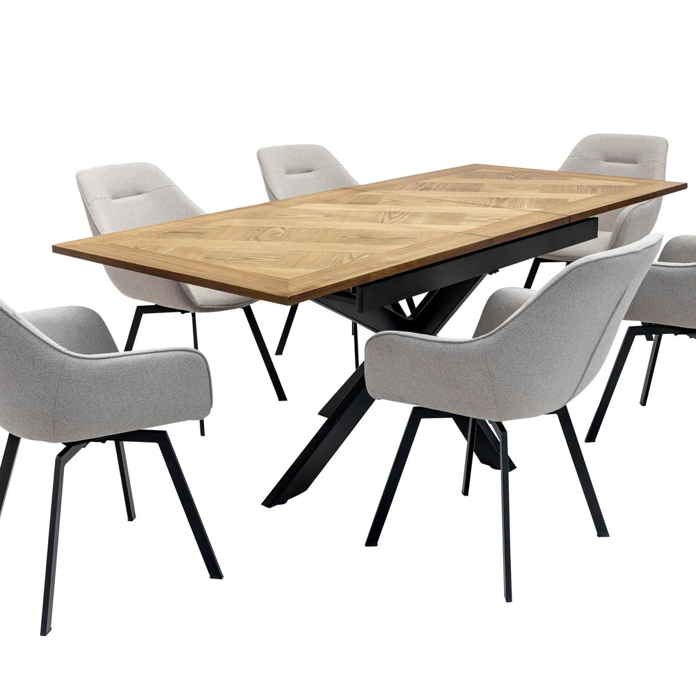 Medium Oak Veneer 1.6m Extending Dining Table with 0.4m Leaf