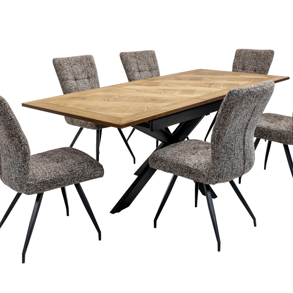 Medium Oak Veneer 1.6m Extending Dining Table with 0.4m Leaf