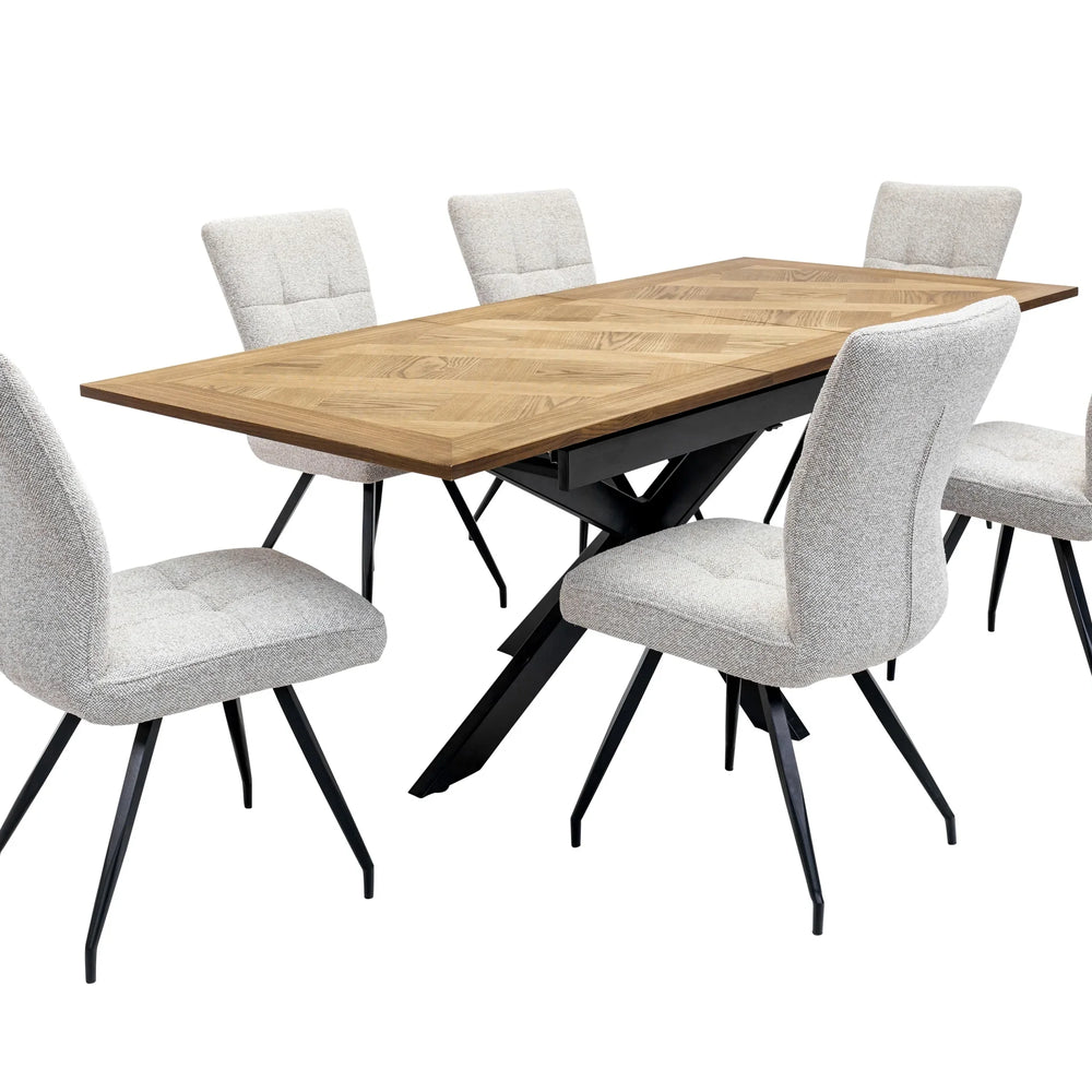 Medium Oak Veneer 1.6m Extending Dining Table with 0.4m Leaf