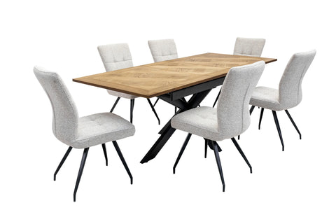 Medium Oak Veneer 1.6m Extending Dining Table with 0.4m Leaf