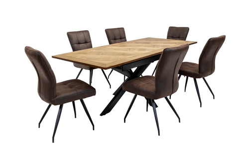 Medium Oak Veneer 1.6m Extending Dining Table with 0.4m Leaf