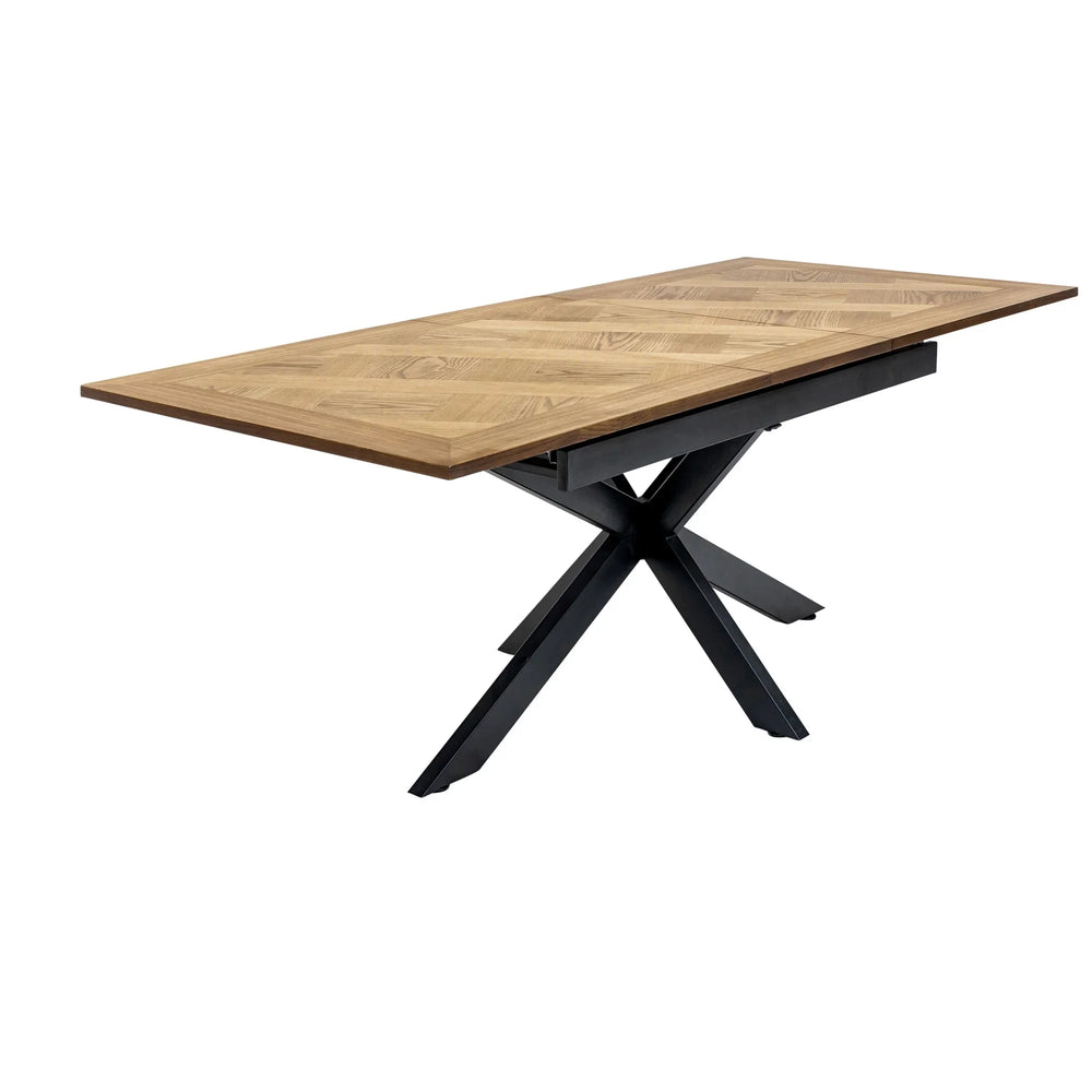 Medium Oak Veneer 1.6m Extending Dining Table with 0.4m Leaf