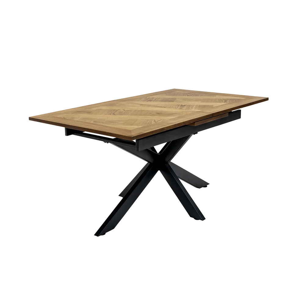 Medium Oak Veneer 1.6m Extending Dining Table with 0.4m Leaf