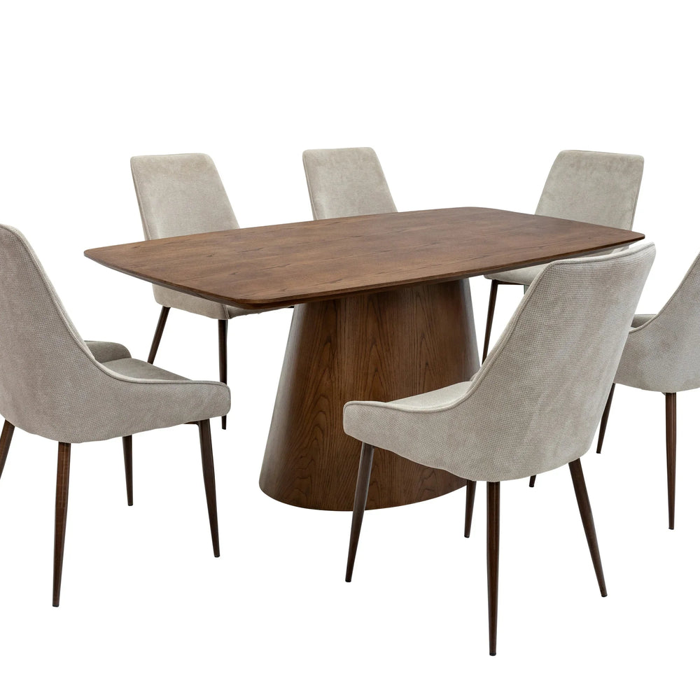 Elegant 1.8m Chestnut Oak Veneer Dining Table for Stylish Interiors