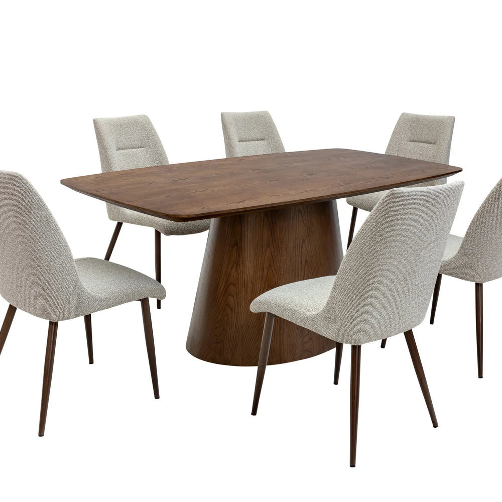 Elegant 1.8m Chestnut Oak Veneer Dining Table for Stylish Interiors