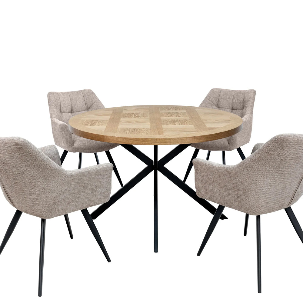 1.2m Round Medium Oak Veneer Dining Table - Stylish & Modern Design