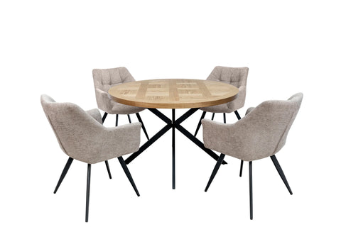 1.2m Round Medium Oak Veneer Dining Table - Stylish & Modern Design