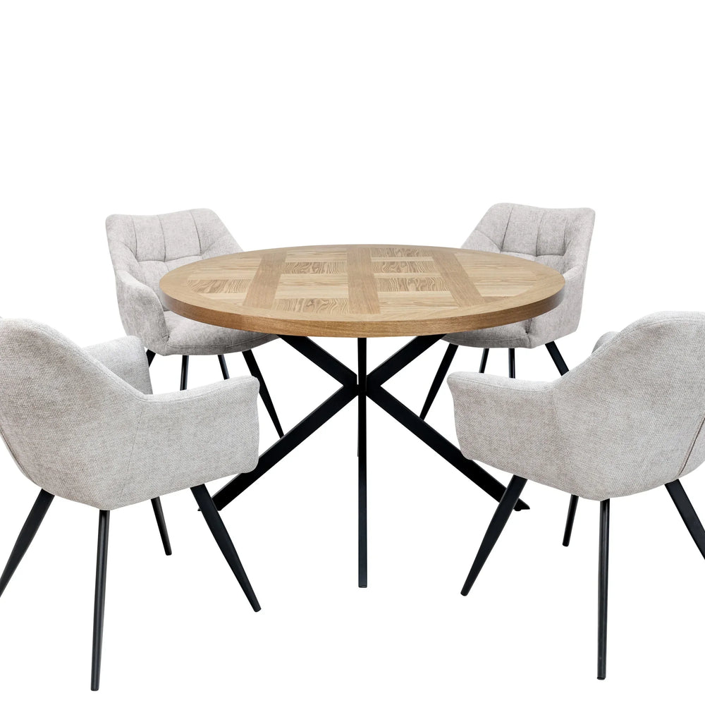 1.2m Round Medium Oak Veneer Dining Table - Stylish & Modern Design