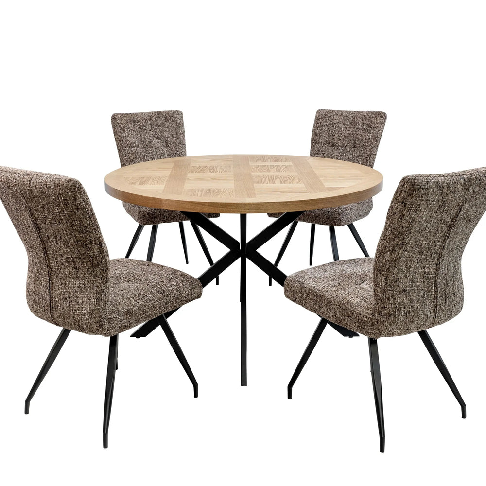 1.2m Round Medium Oak Veneer Dining Table - Stylish & Modern Design