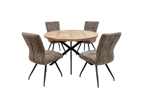 1.2m Round Medium Oak Veneer Dining Table - Stylish & Modern Design