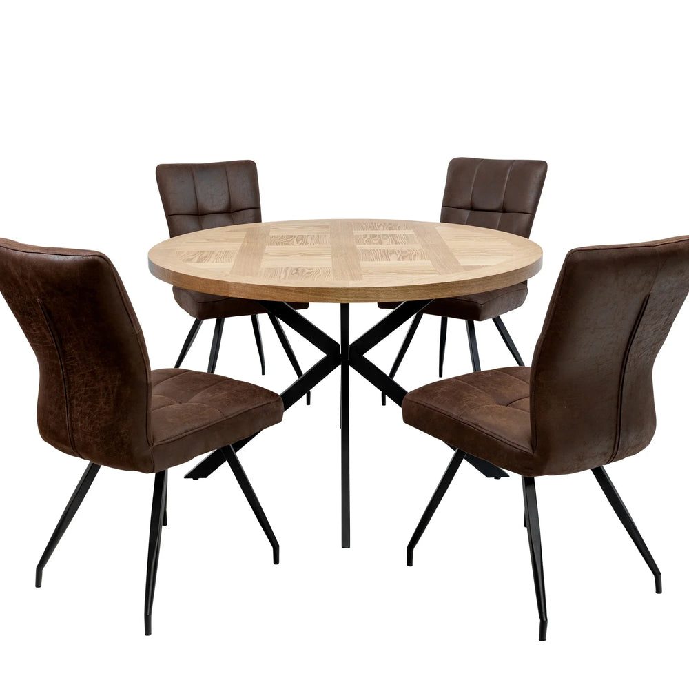 1.2m Round Medium Oak Veneer Dining Table - Stylish & Modern Design