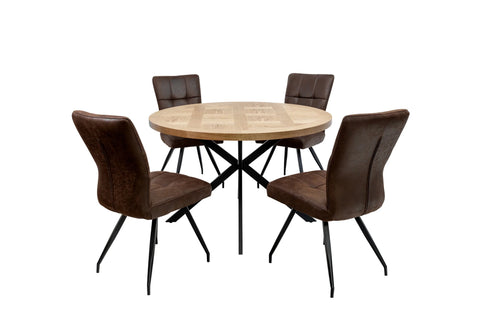 1.2m Round Medium Oak Veneer Dining Table - Stylish & Modern Design