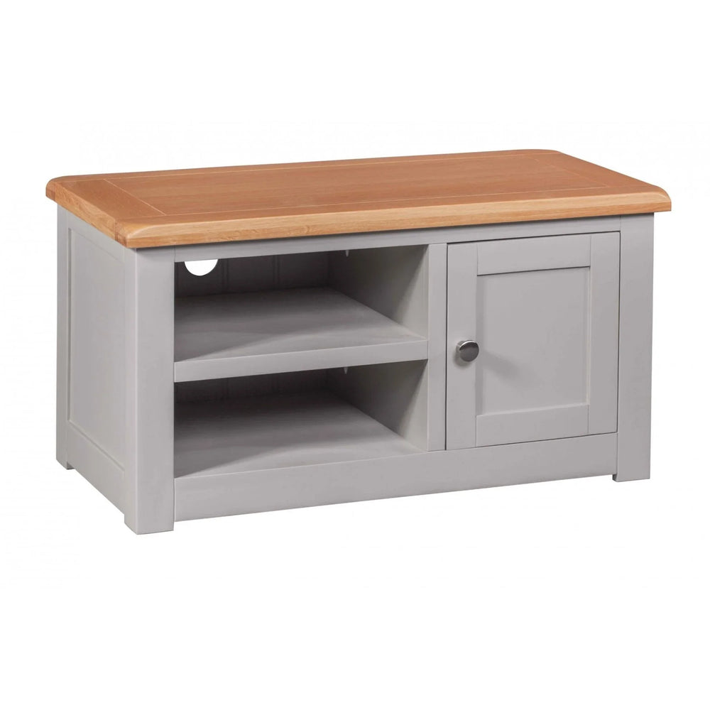 Buy grey wooden TV unit with shelves and cabinet online, living room storage furniture