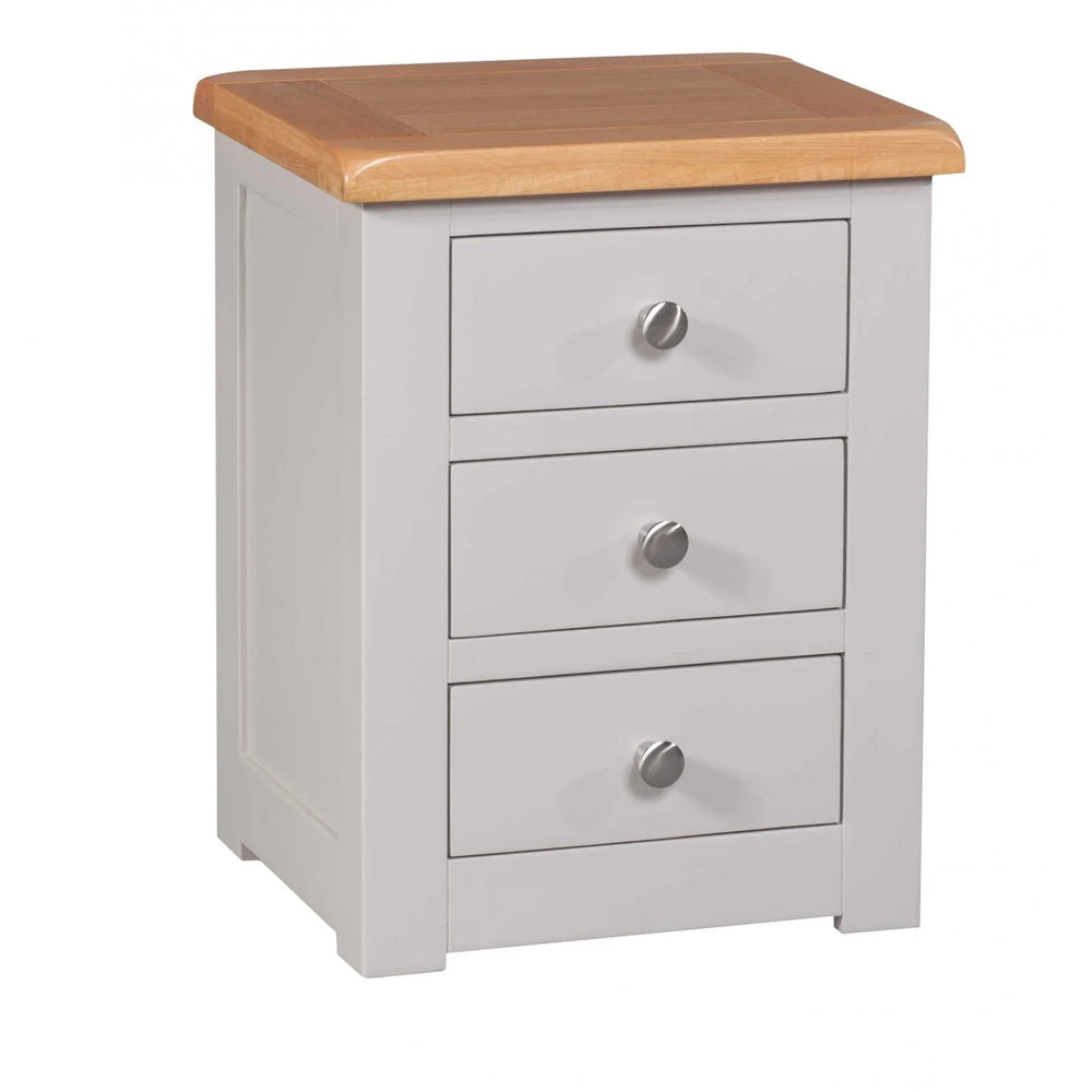 Buy grey and oak bedside table with 3 drawers online, modern nightstand, bedroom furniture