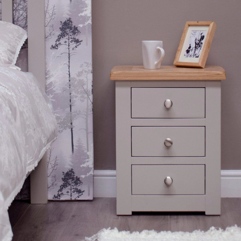 Buy grey bedside table with drawers online, modern nightstand, wooden bedroom furniture