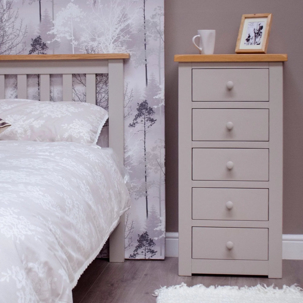 Buy bedside cabinet with drawers online, modern light grey nightstand for bedroom decor