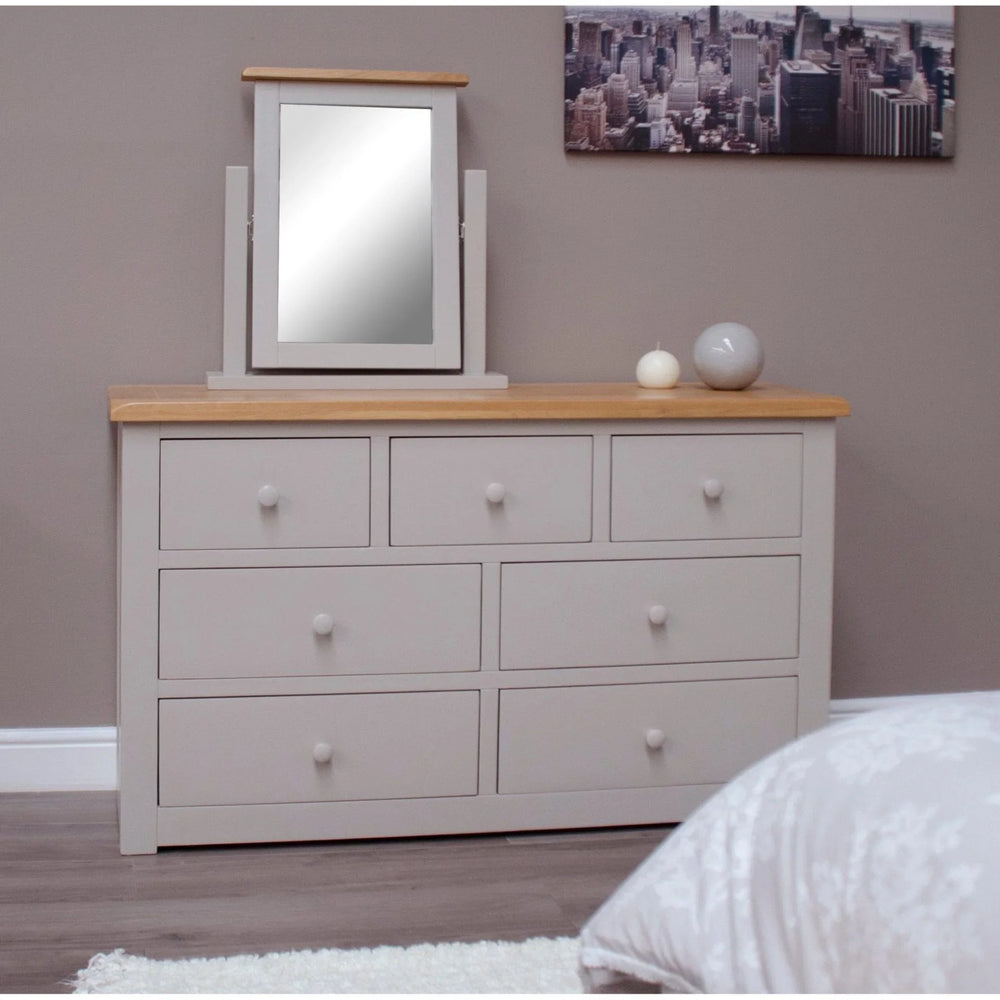 Buy grey wooden dresser with mirror online, bedroom chest of drawers, modern storage furniture