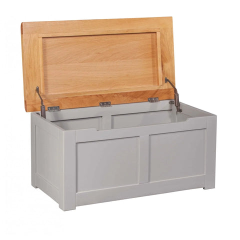 Buy wooden storage bench online, grey blanket box with lift top chest and home organizer