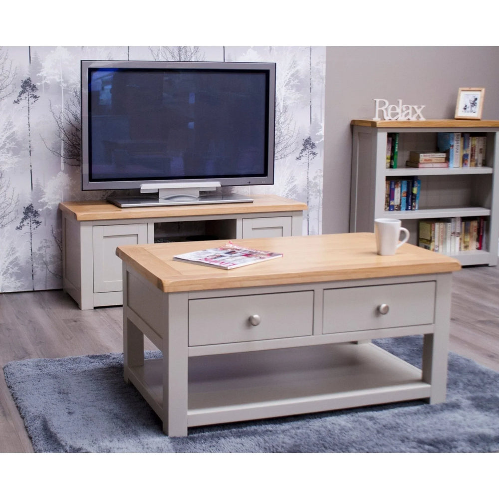 Buy living room furniture set online, oak coffee table, TV stand, bookshelf, modern home decor