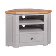 Buy corner TV unit with shelf and drawer online, modern grey wooden TV cabinet for living room