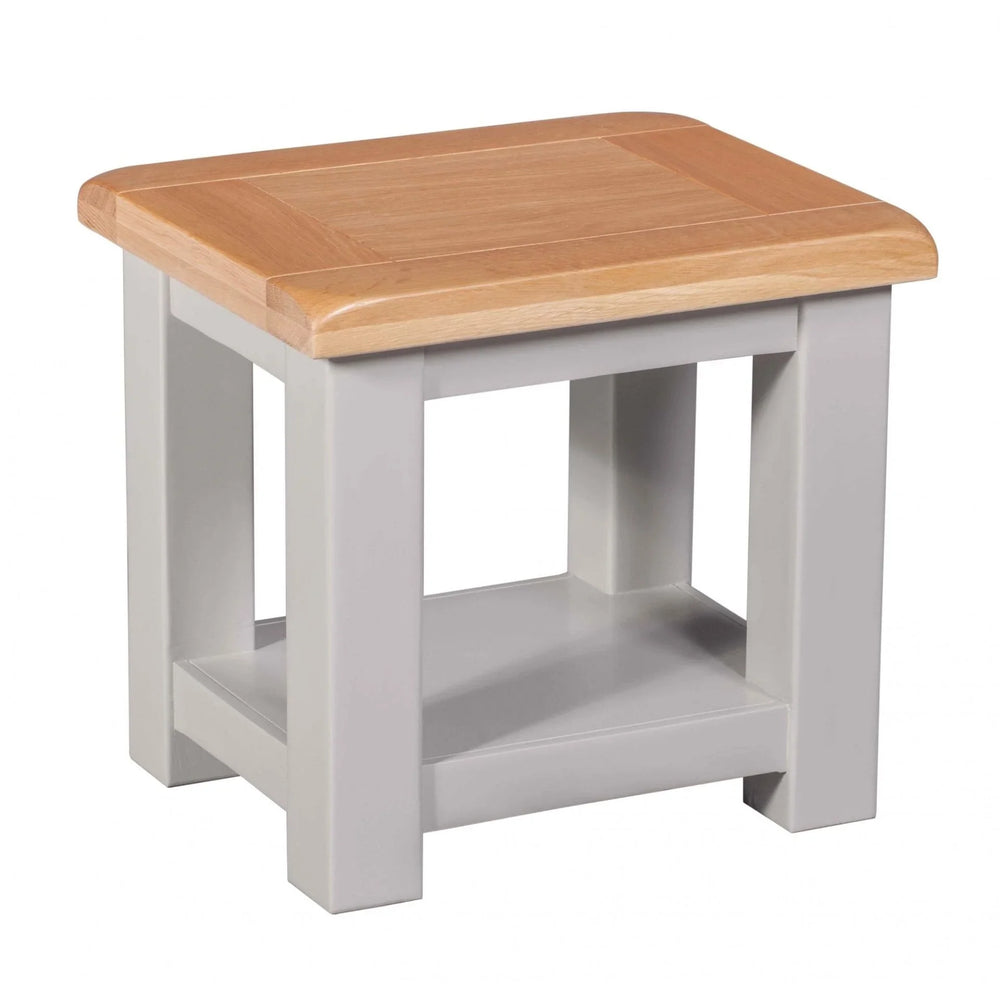 Buy wooden side table online, oak top grey legs, small living room accent furniture