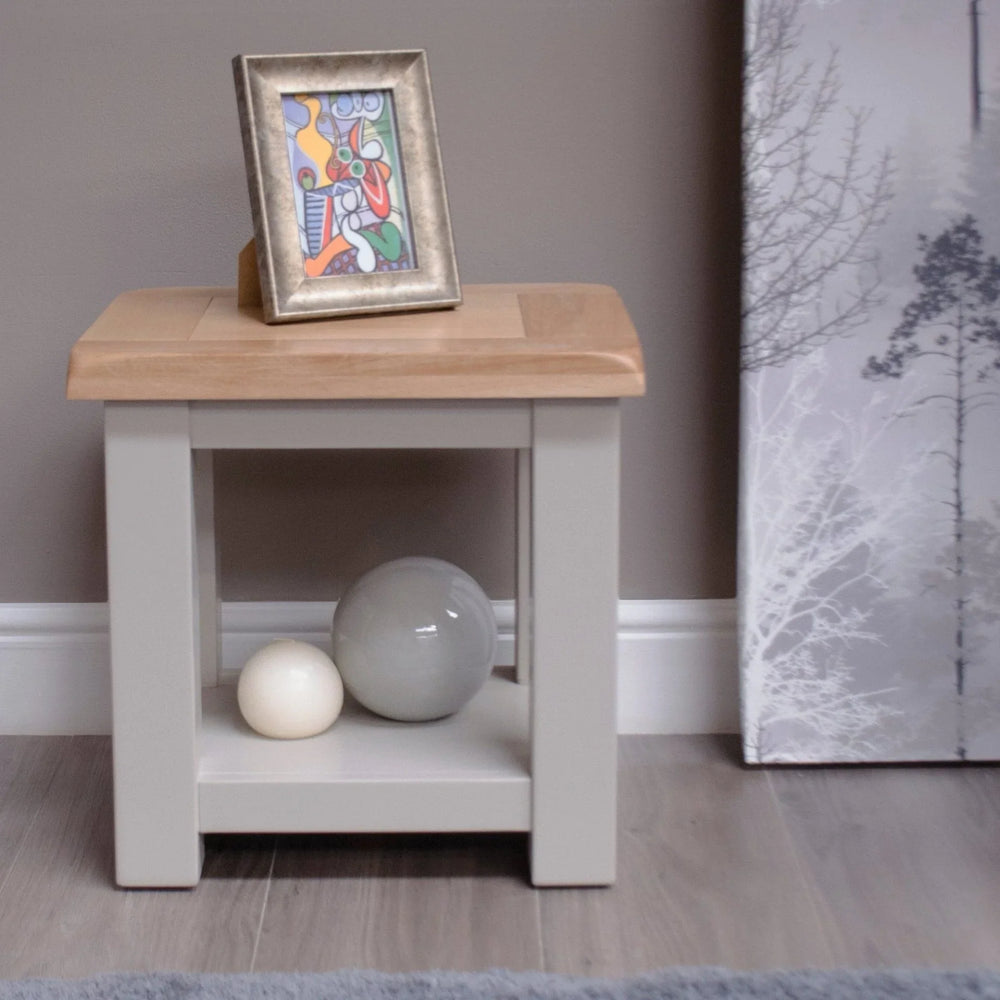 Buy oak lamp table online, modern side table with frame, decor spheres, home furniture UK