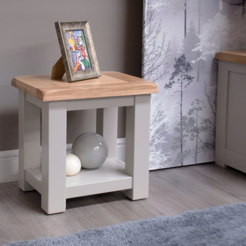 Buy oak side table online, modern small lamp table for living room, wood furniture decor