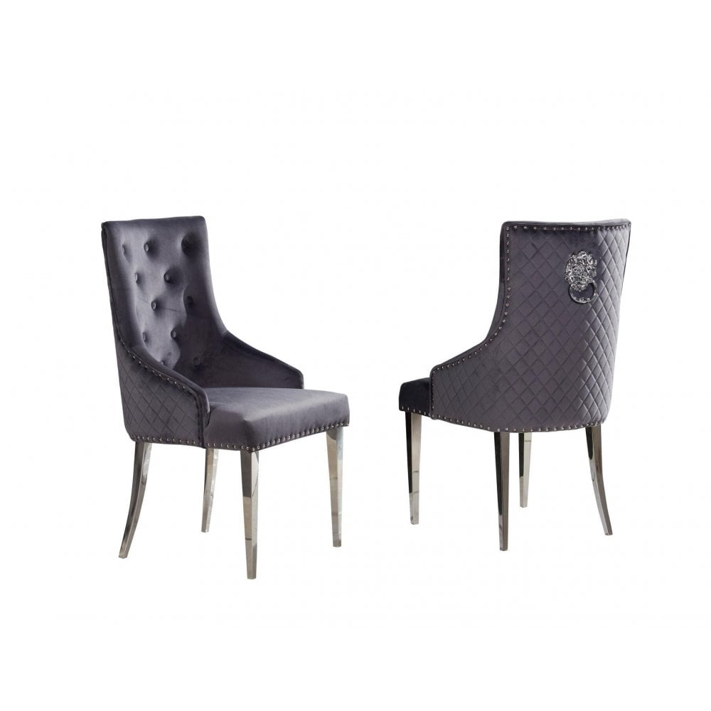 Pair Of Florence Dark Grey Lion Chairs