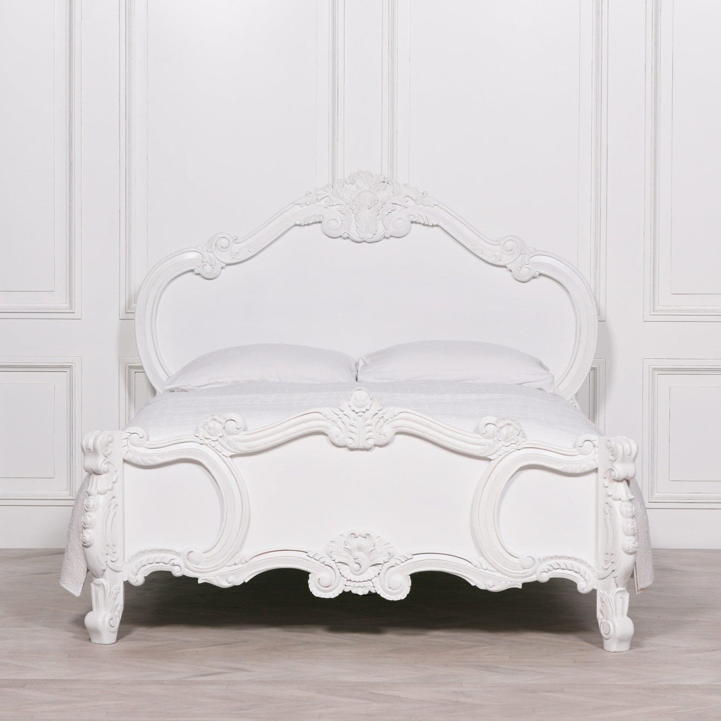 French Carved Rose Cherub Bed
