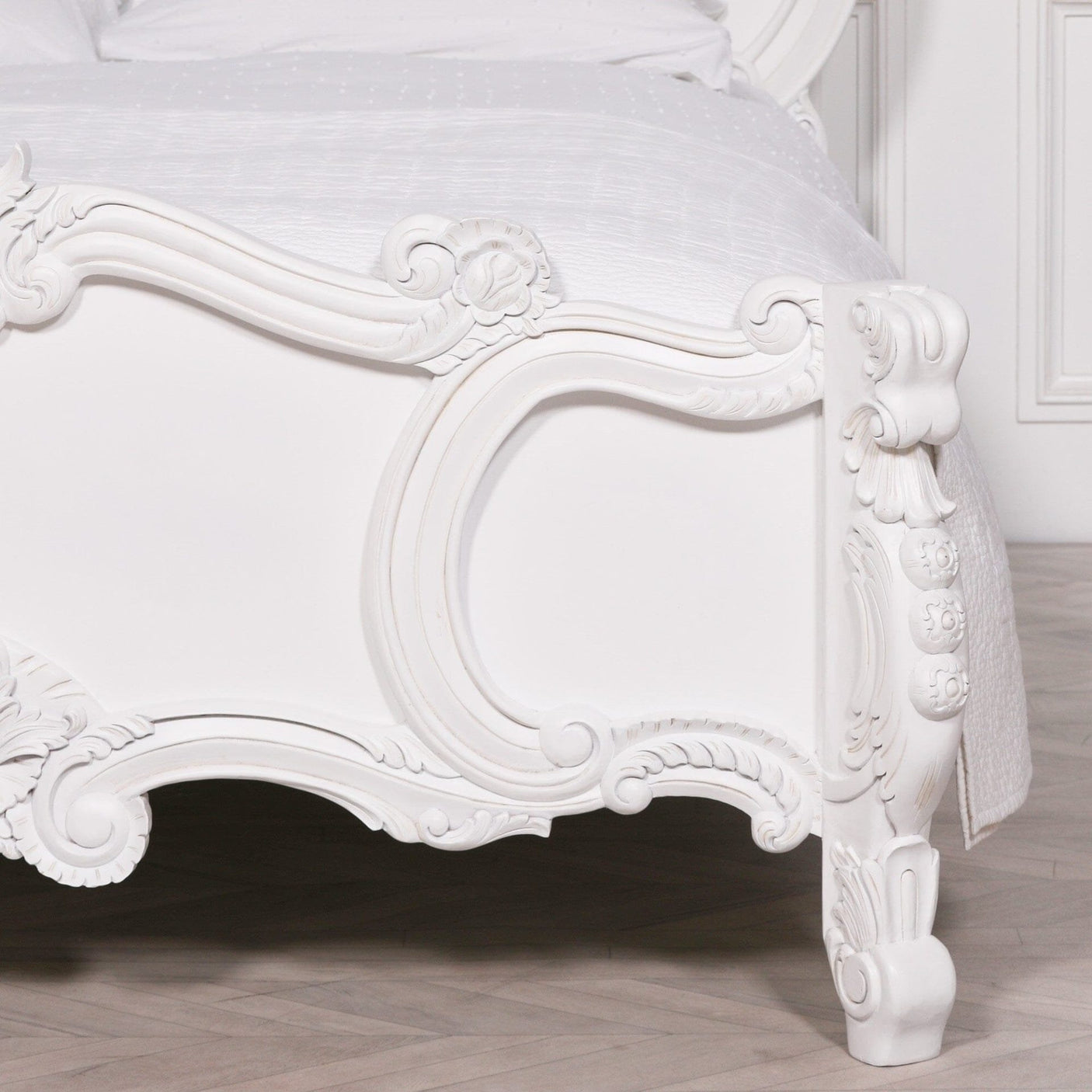 French Carved Rose Cherub Bed