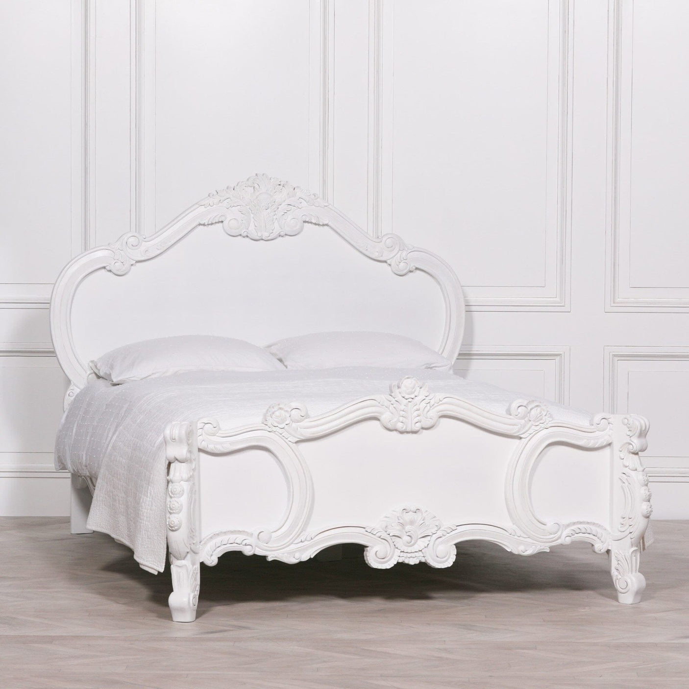 French Carved Rose Cherub Bed