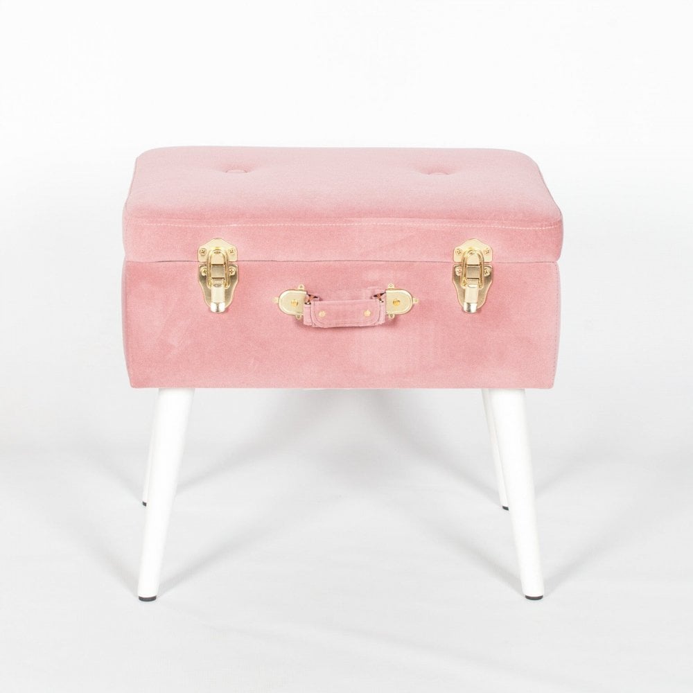 Pink Suitcase Stool With Legs