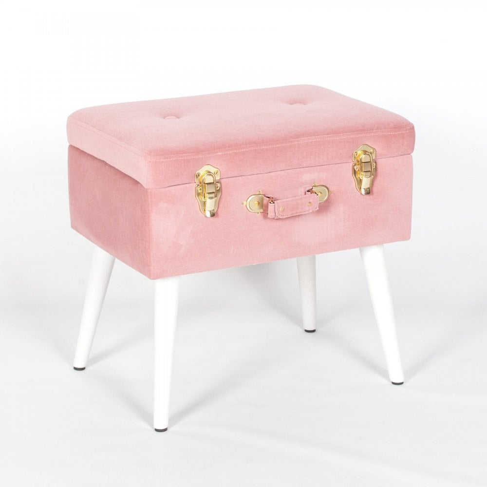 Pink Suitcase Stool With Legs