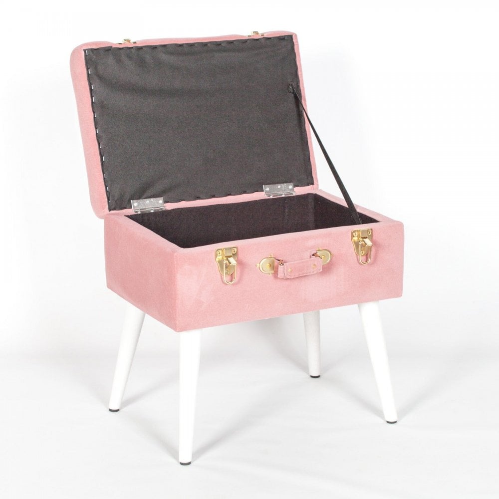 Pink Suitcase Stool With Legs