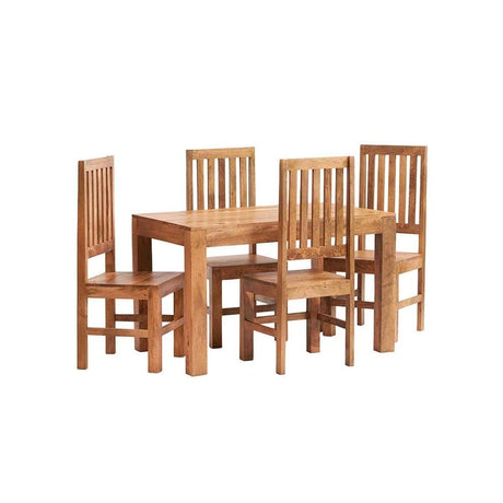 Toko Light Mango Dining Set With Wooden Chairs