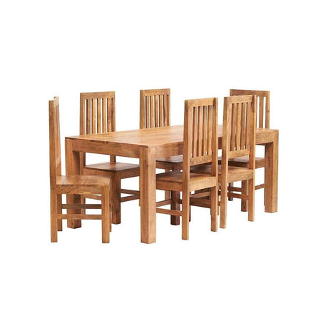 Toko Light Mango Dining Set With Wooden Chairs