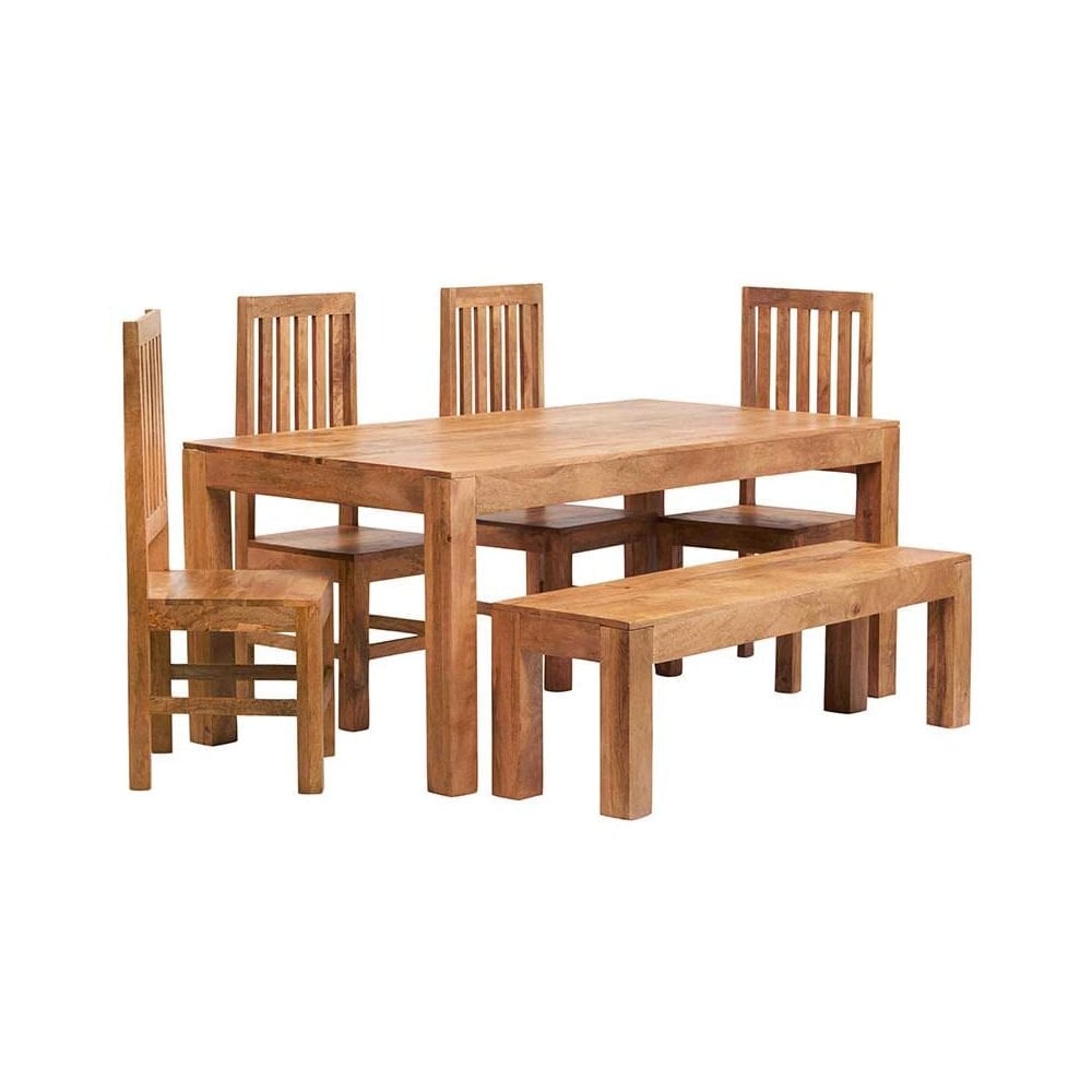 Toko Light Mango Dining Set With Wooden Chairs
