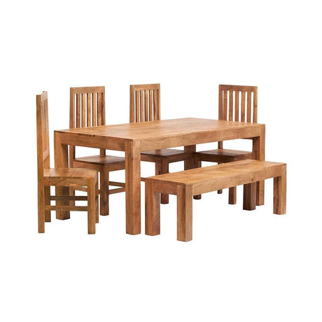 Toko Light Mango Dining Set With Wooden Chairs
