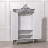 French Style Carved Double Full Mirrored Armoire