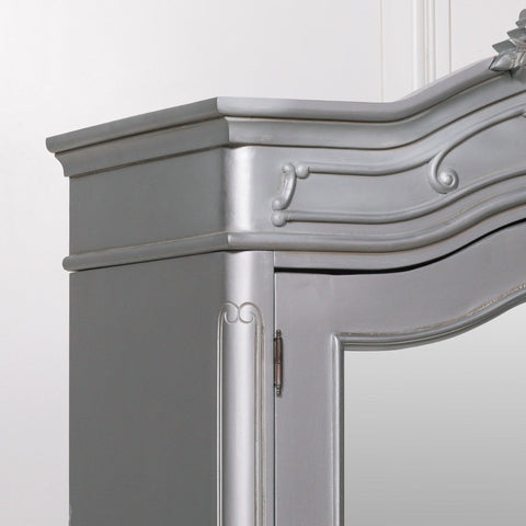 French Style Carved Double Full Mirrored Armoire