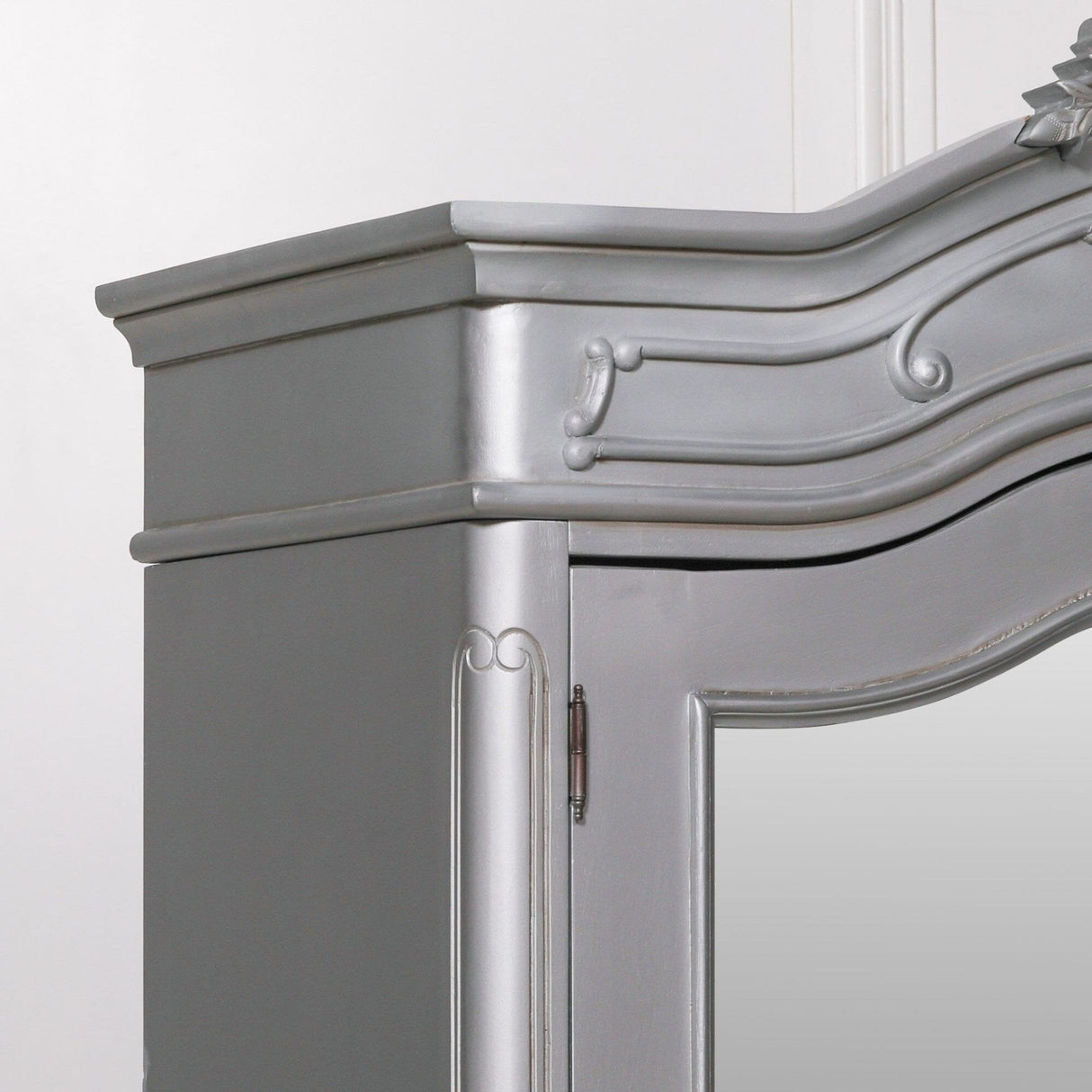 French Style Carved Double Full Mirrored Armoire
