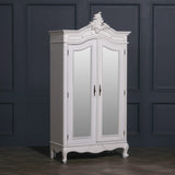 French Style Carved Double Full Mirrored Armoire