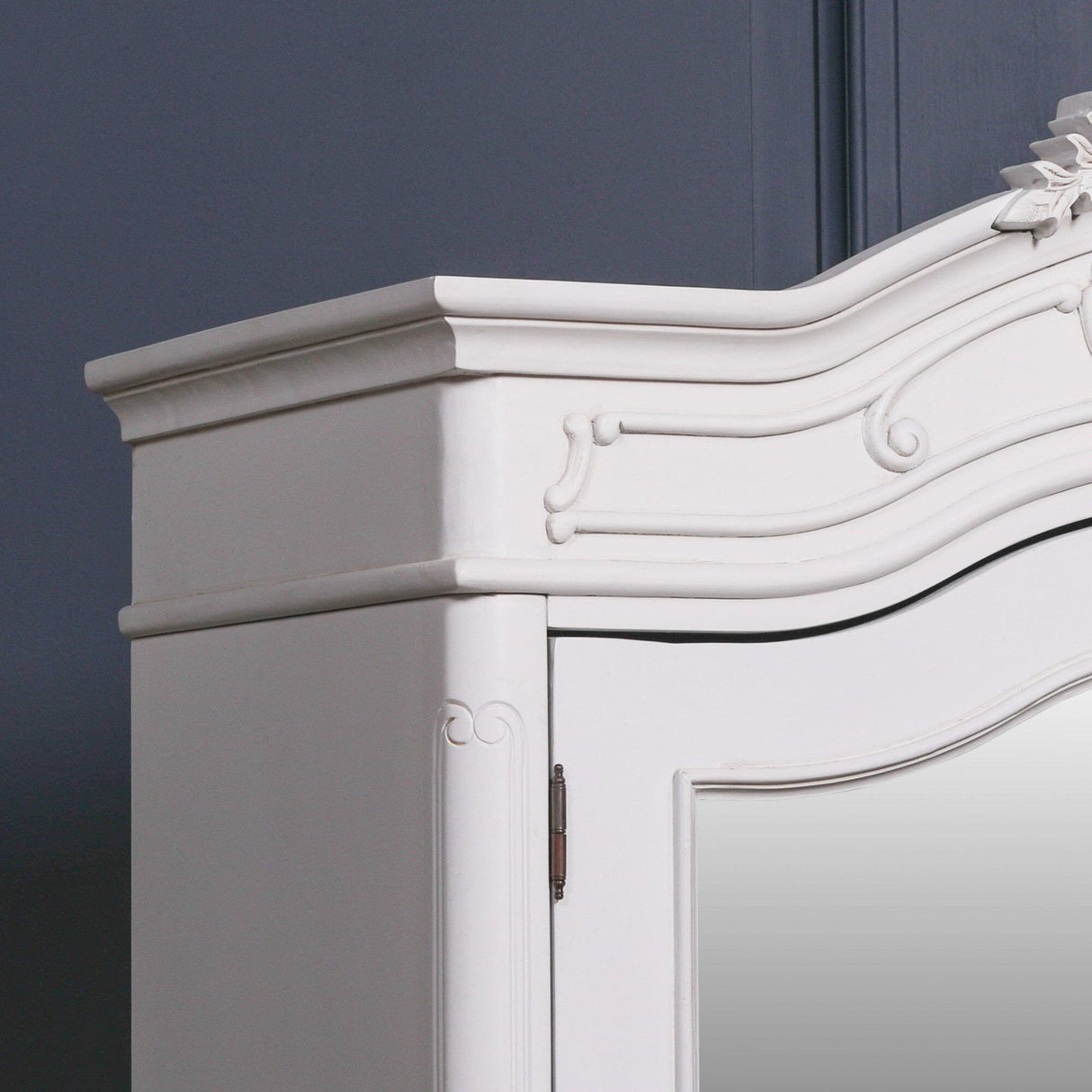 French Style Carved Double Full Mirrored Armoire