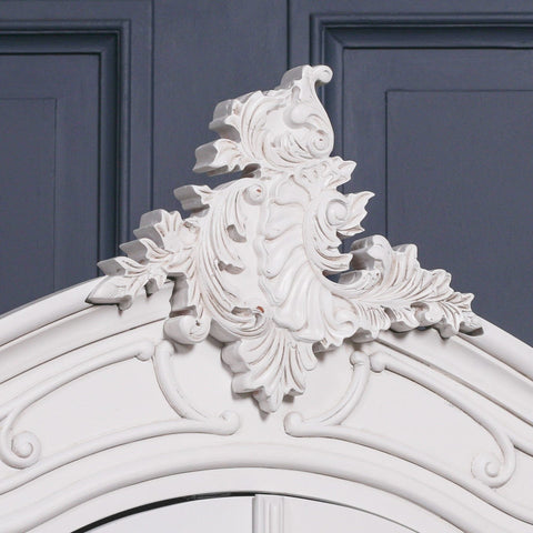 French Style Carved Double Full Mirrored Armoire