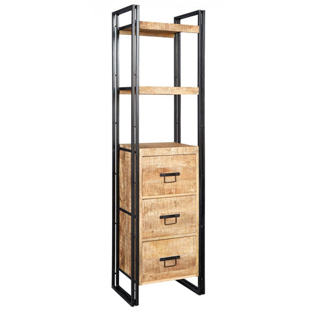 Cosmo Industrial Slim Open Bookcase