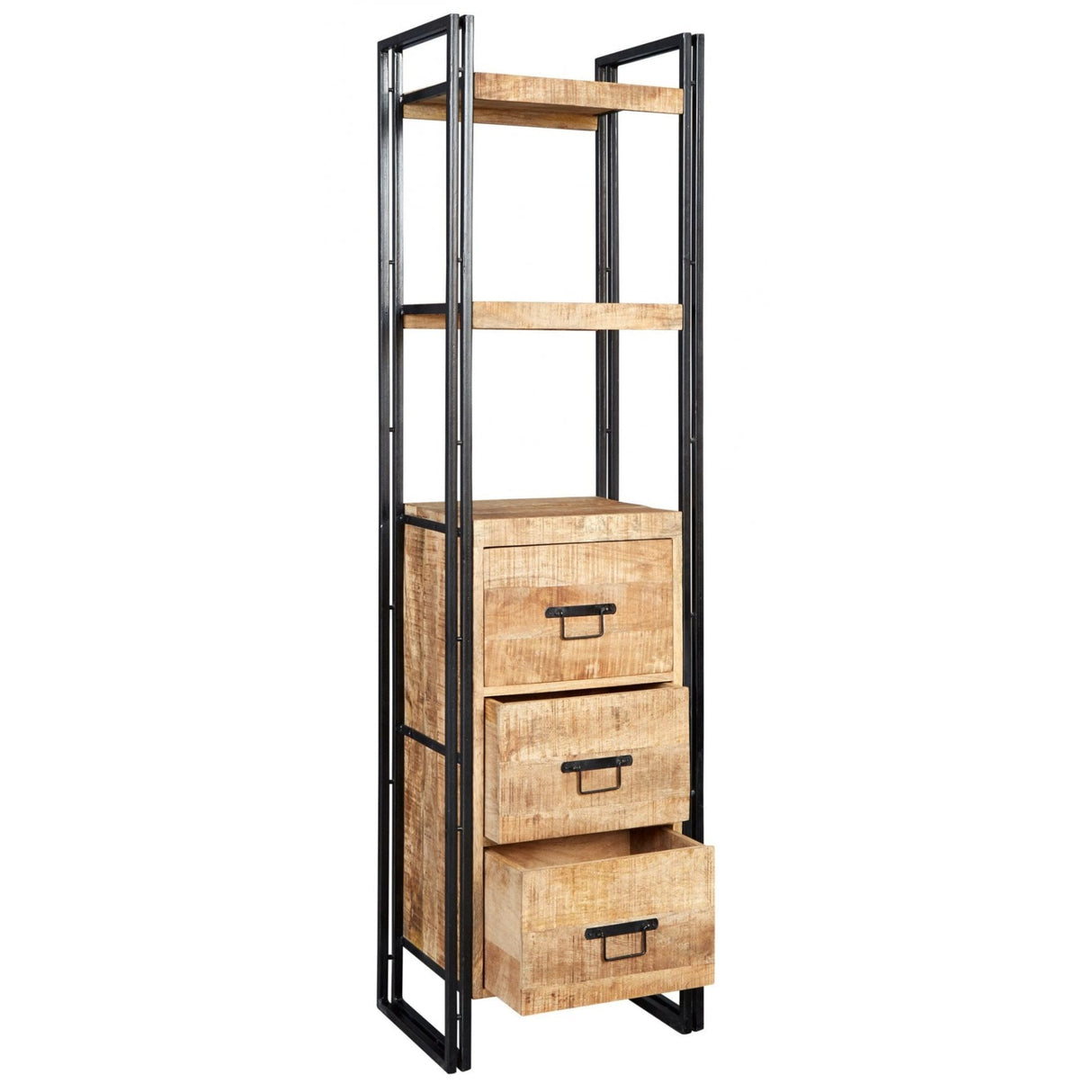 Cosmo Industrial Slim Open Bookcase