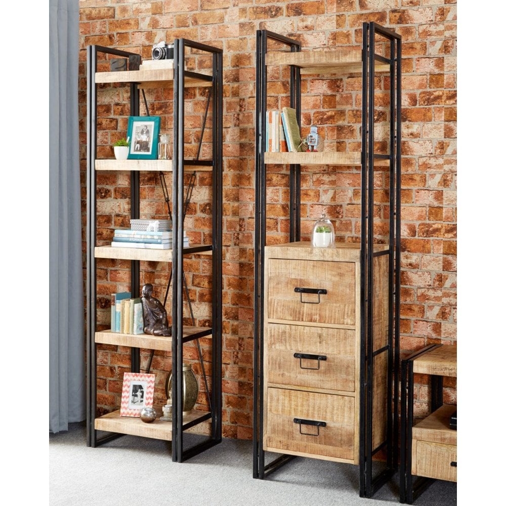 Cosmo Industrial Slim Open Bookcase
