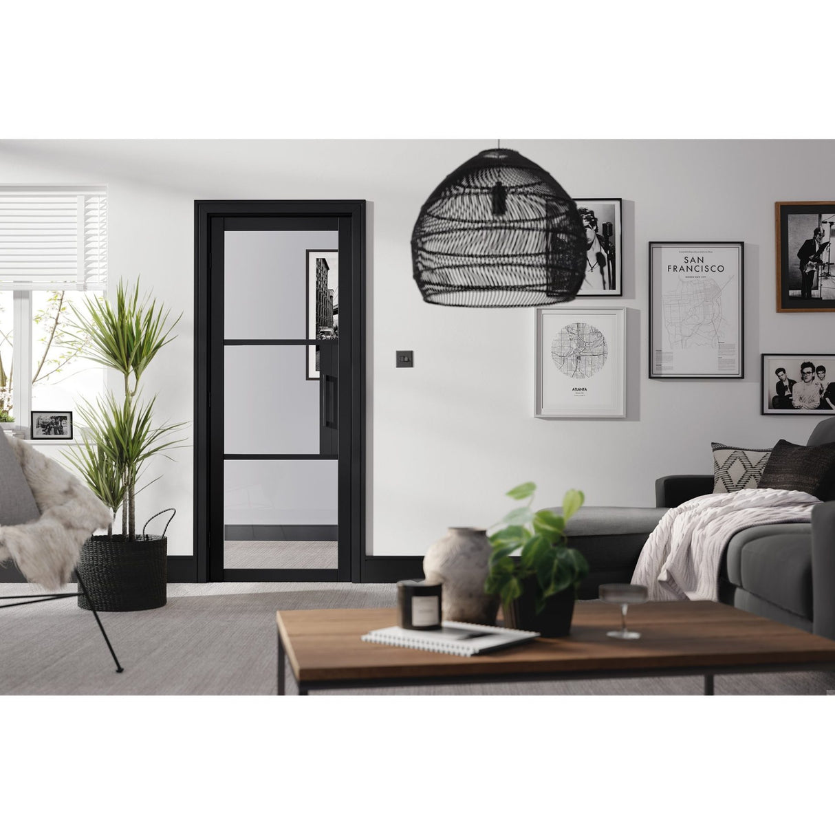 Black Tribeca Glazed 3L Door