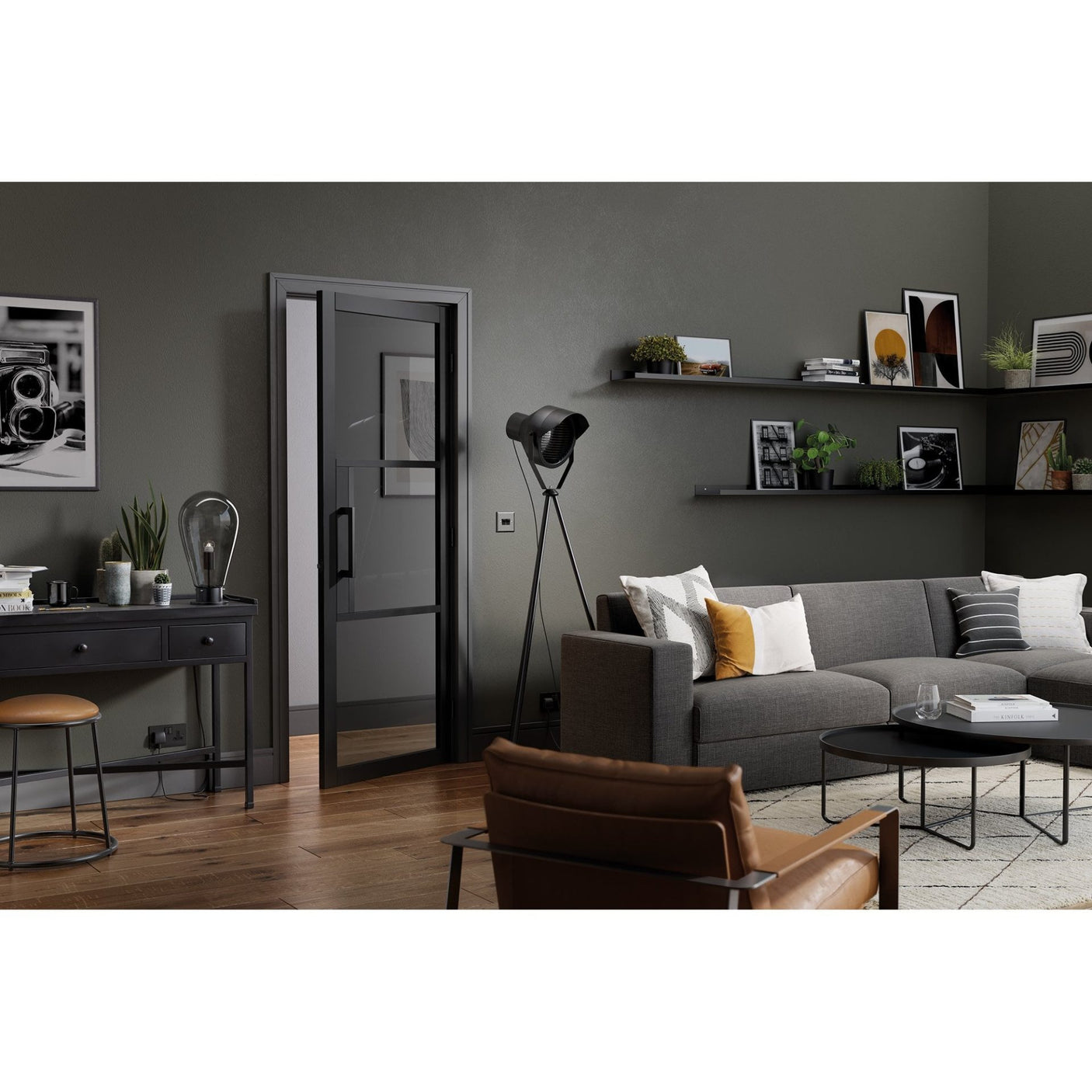 Black Tribeca Glazed 3L Tinted Door