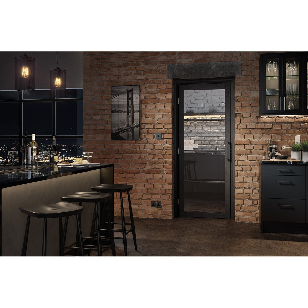Dark Charcoal Soho Glazed 4L Door
